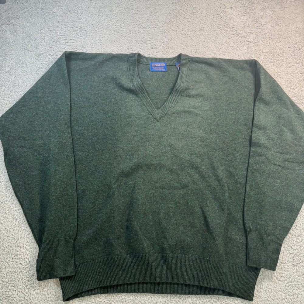 Pendleton Mens XXL Forest Green 100% Virgin Lambswool V-Neck Sweater 11182